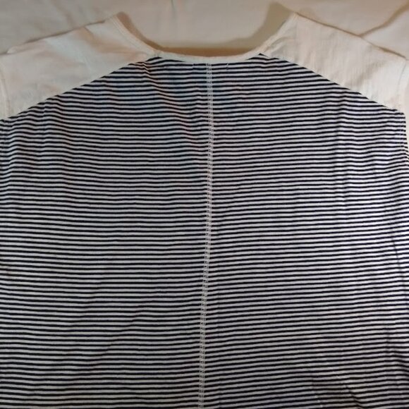 Chaps women's 1X blue & white striped cap sleeve tee - Picture 8 of 9